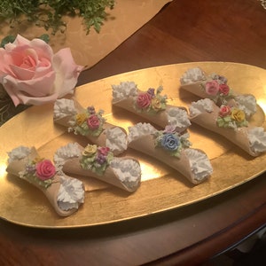 Shabby Chic “FAKE” Cannolis with handmade roses