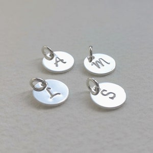 Personalised disc charms, letter disc, initial charm, custom jewellery charm, silver personalised disc, gift for wedding