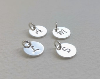 Initial Disc, charm Sterling Silver, personalised charm, letter charm