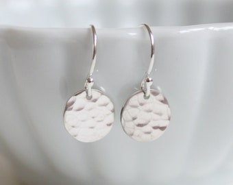 Sterling silver earrings hammered discs