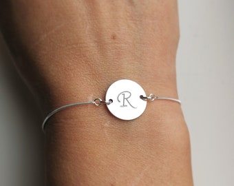 Silver initial bracelet, letter bracelet, sterling silver personalized bracelet