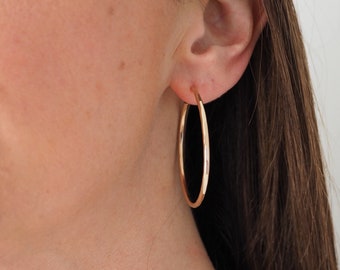 Gold hoops, large gold hoops, hoop earrings in gold filled, hammered hoops, big hoops