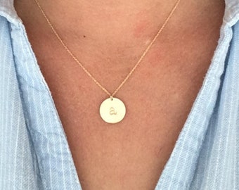 Personalised gold necklace, gold disc necklace, hand stamped jewelry