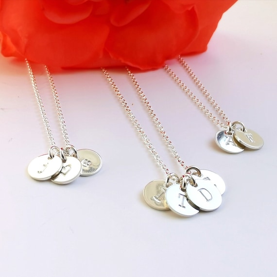 Personalised Jewelry, Silver Initial Necklace, Hand Stamped