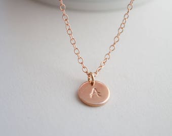 Rose gold necklace personalised initial charm necklace