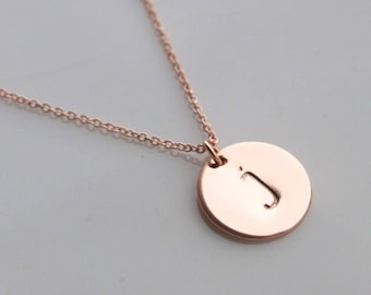 Initial necklace, Rose gold necklace - large disc, personalised gold disc necklace, name necklace - initial necklace - bridesmaid jewellery