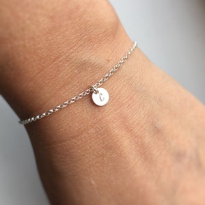 Silver Initial Bracelet, monogram bracelet, birthday gift for her, initial bracelet, silver letter bracelet, gift for mum