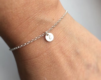 Silver Initial Bracelet, monogram bracelet, birthday gift for her, initial bracelet, silver letter bracelet, gift for mum