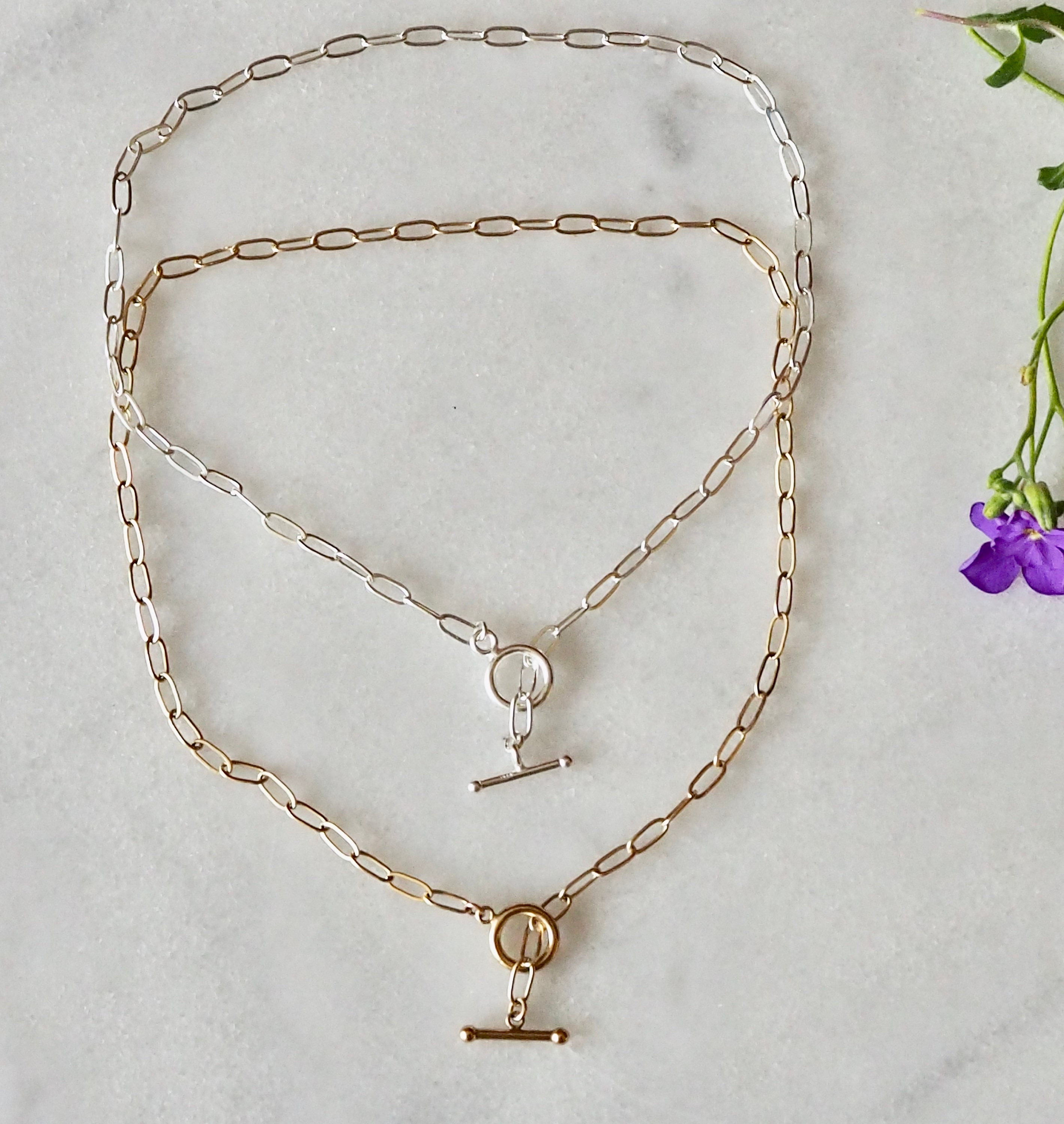Gold T Bar Necklace Chunky Chain 