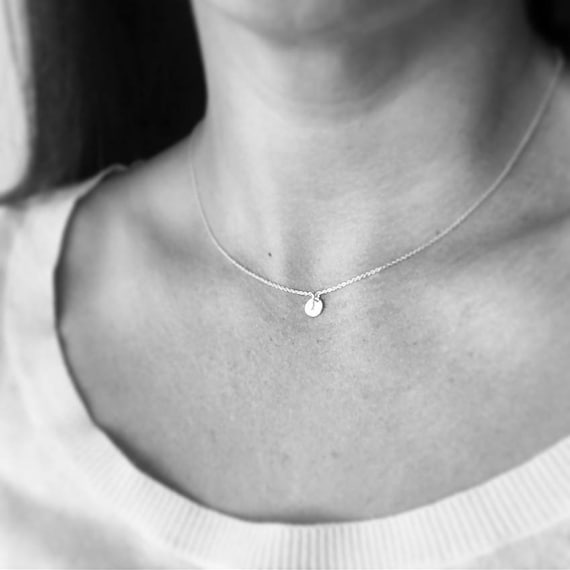 Tiny Initial Necklace, Sterling Silver Necklace, Name Necklace