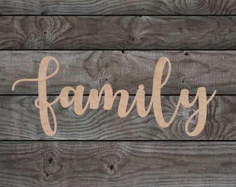 Family Unfinished Wood Word Cutout - Family Sign - Wreath Supply - Custom - Art Craft Supplies - Wall Decor, Sign - Word Art - Welcome Sign