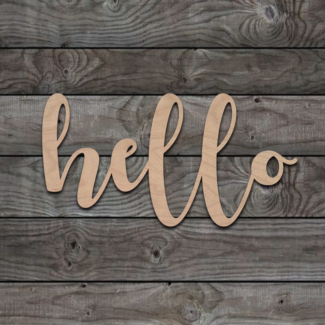 Hello Unfinished Wood Word Cutout Hello Sign Wreath Supply Custom Art