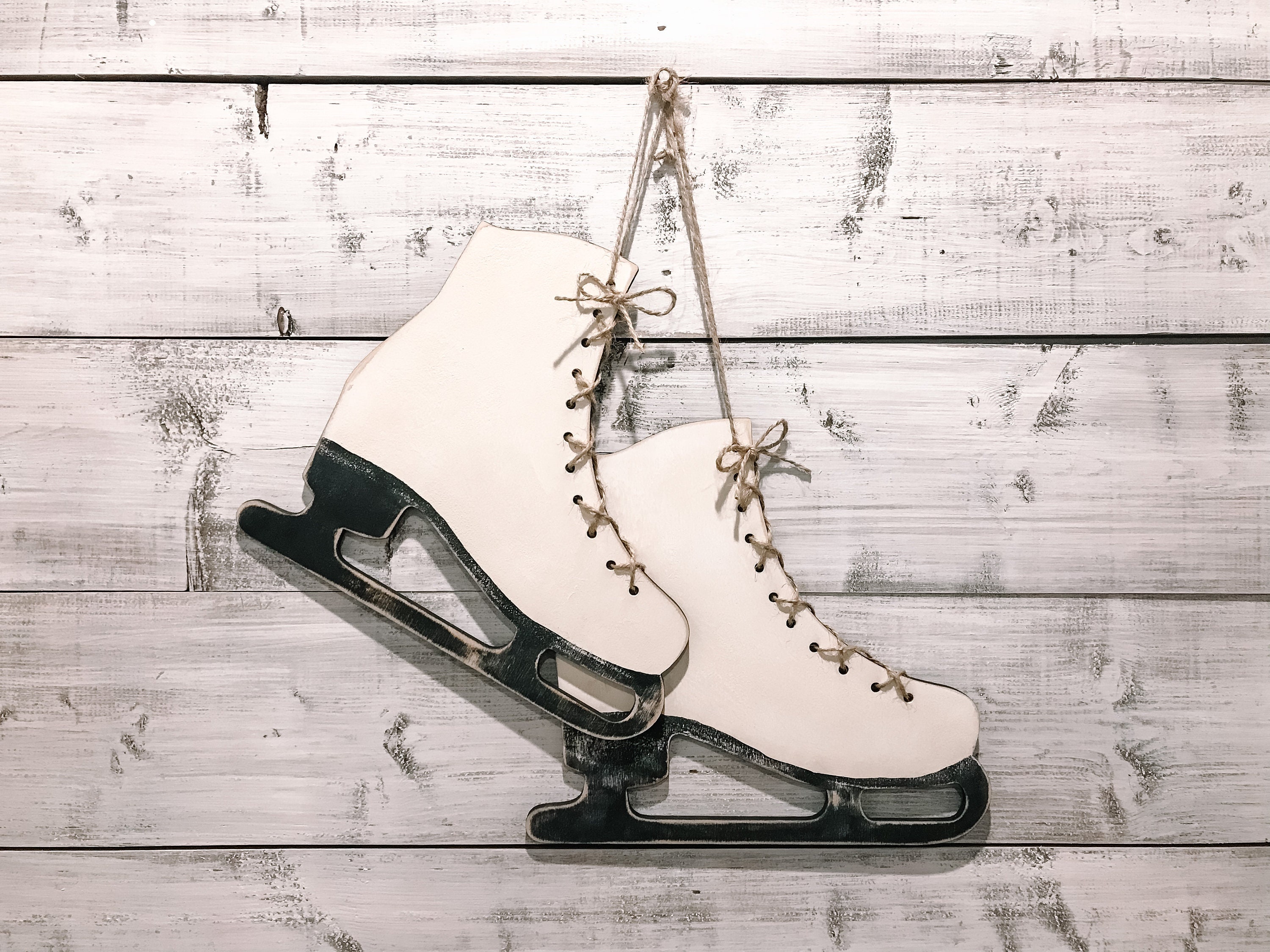 Handmade Rustic Wood Ice Skates Primitive Christmas Decor Etsy
