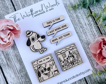 This if Fine Magnet, Meme Magnet Set, Meme Gift Idea, This is Fine Gift, Dog in Flames Meme, Funny Dog Meme, Funny Meme, This is Fine