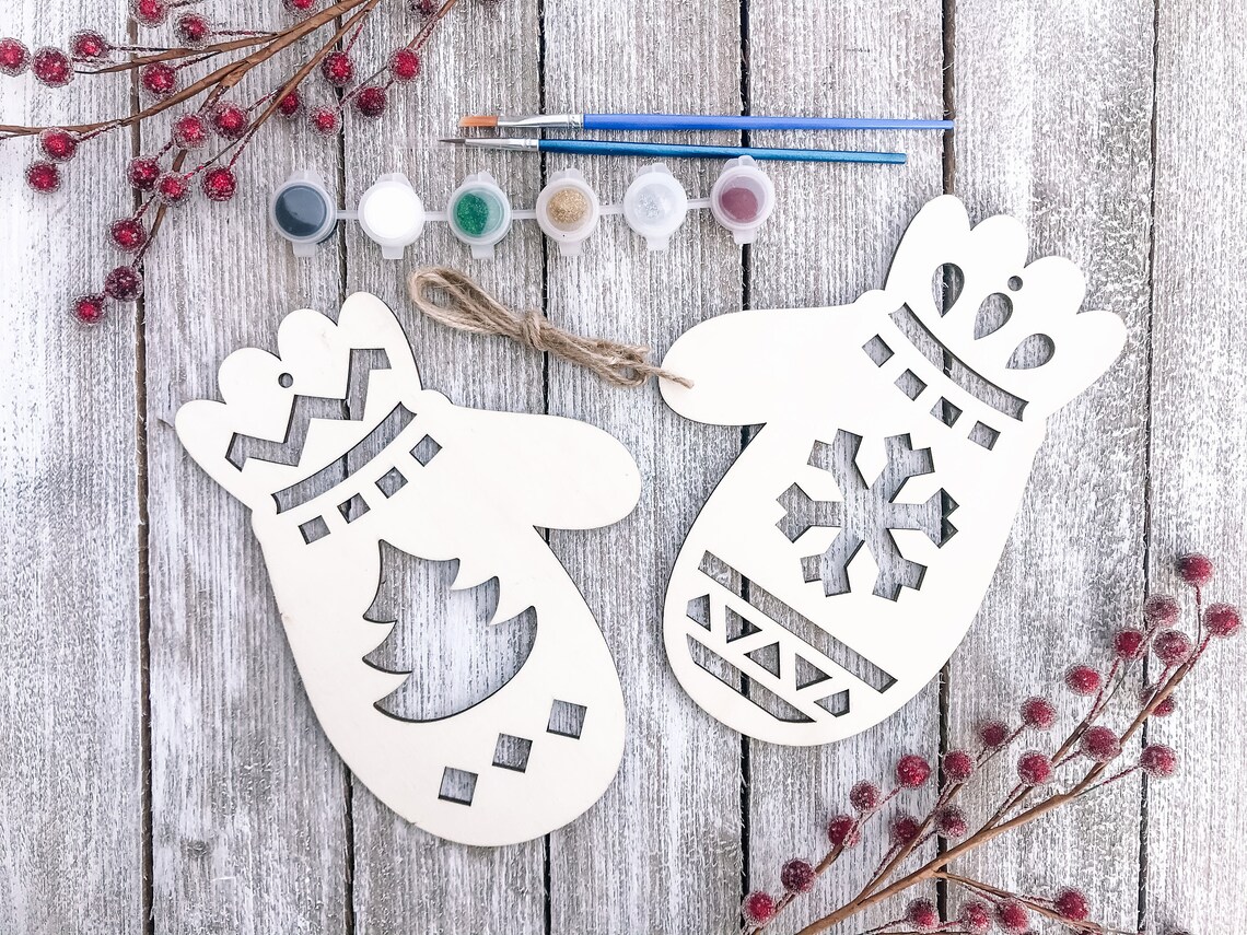 DIY Christmas Painting Kit Mitten Painting Kits Christmas Etsy