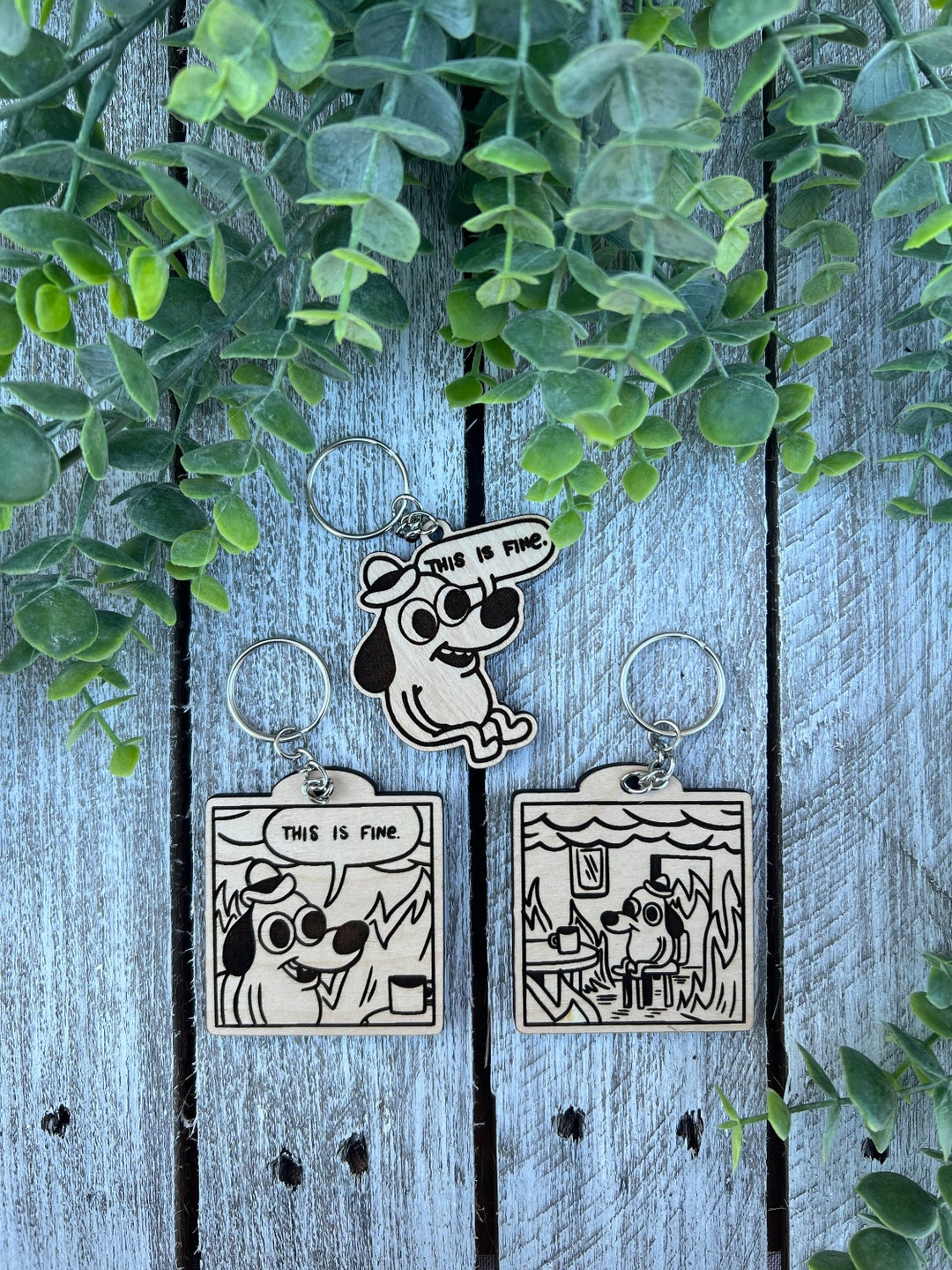 This is Fine Keychain, Meme Keychain, Meme Gift Idea, This is Fine Gift