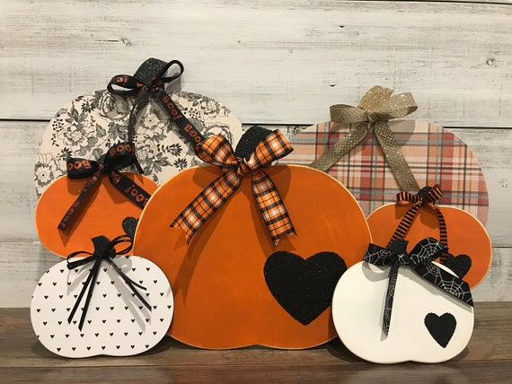 Pumpkin Home Decor - Halloween Mantel Decor - Halloween Decorations - Rustic Home Decor - Fall Decor - Rustic Fall Decor - Wood Pumpkins