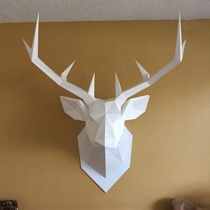 Planos de ciervos de papel de bricolaje, haz tu propia taxidermia falsa de baja poli, ¡50 % de descuento!