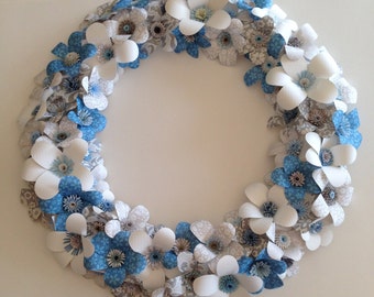 Large Wreath/Centerpiece of Paper Flowers, Great for Wedding, Easter, Mother's Day, Spring, Summer or Anniversary Party