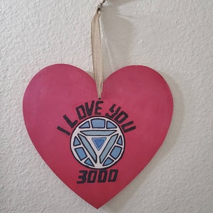 I Love You 3000 Farmhouse Style Heart Wood hanging sign