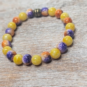 Handmade Overwatch Inspired Moira Glass Beaded Stretchy Bracelet Size: 6.5in.