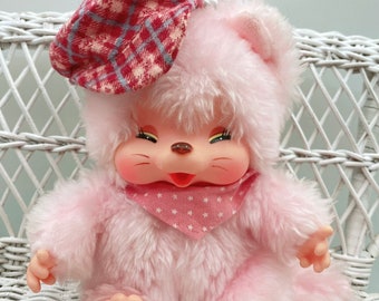 Adorable Nyamy Monchhichi Monchichi cat/kitten 18cm - 7,1" Felina with label