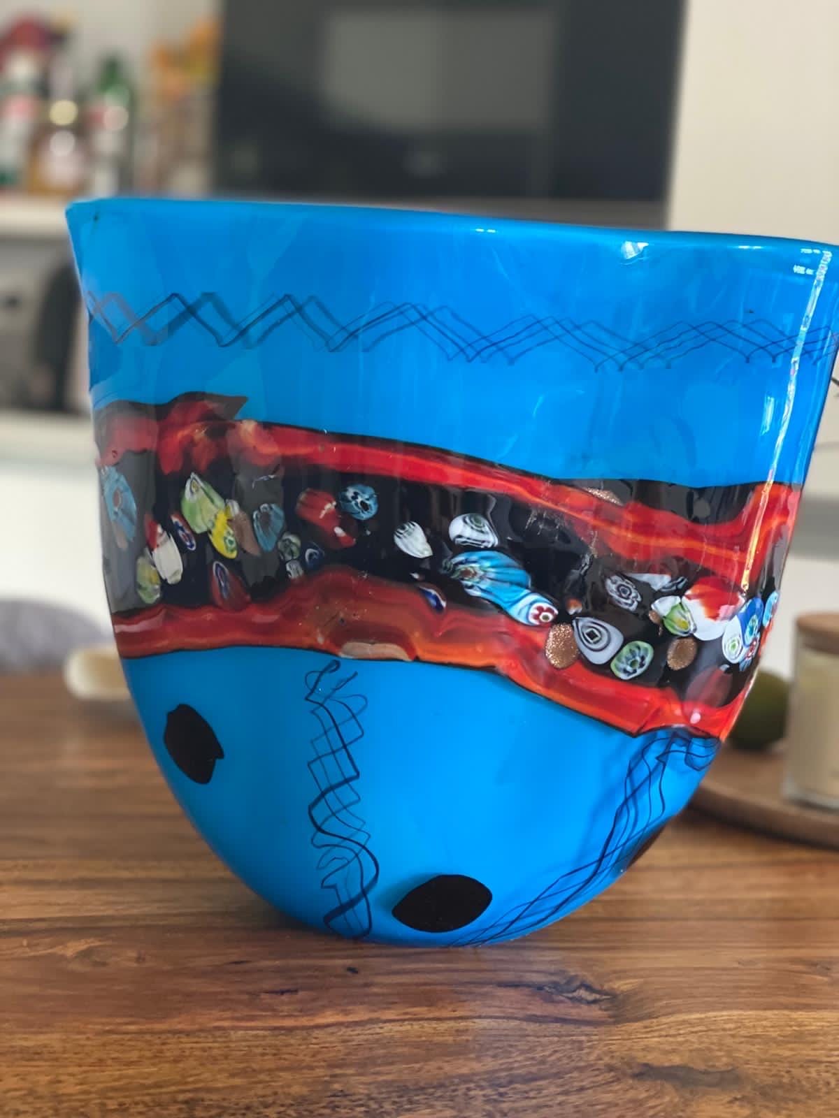 希少【ムラーノ】ガラス 花瓶 ミルフィオリ イタリア製 ヴィンテージ