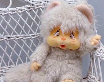 Adorable chaton chat Nyamy beige Peppi monchichi 18cm/7.1"