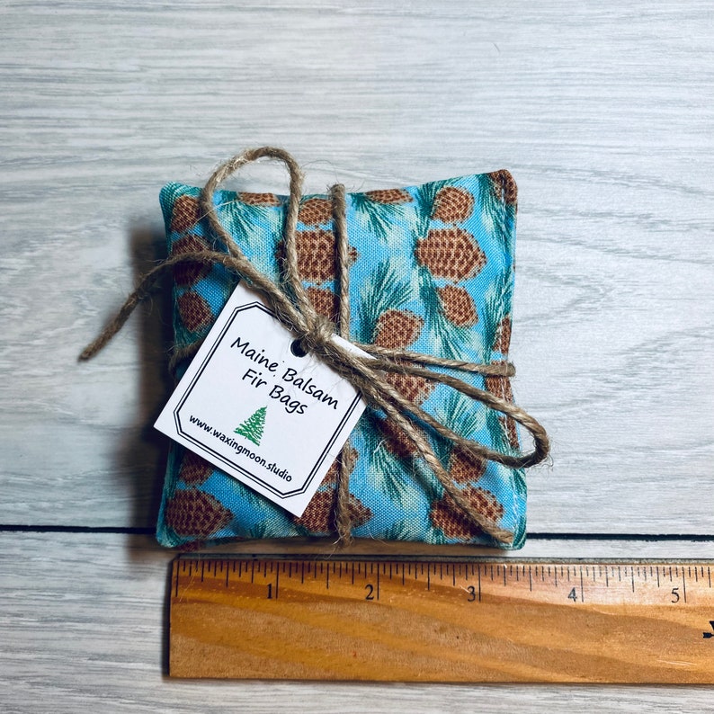 Maine Balsam Fir Sachet, Green Buffalo Plaid, Set of 2, Made in Maine