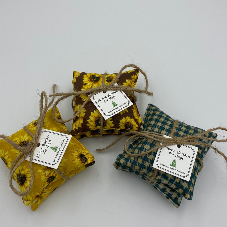 Maine Balsam Fir Sachet, Green Buffalo Plaid, Set of 2, Made in Maine