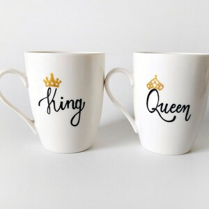 King & Queen Caravan Mugs Set - 2 Bone China Camping-Themed Cups For Couples Gift