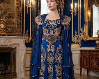 Regal Elegance –Historical magnificient costume , Couture Statement Piece,Space princess costume,recycled kaftan headpiece belt