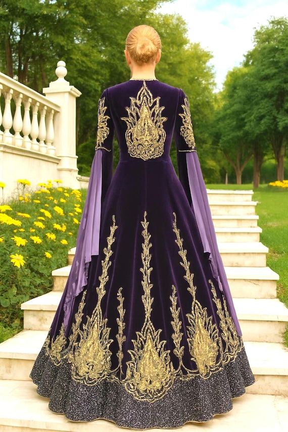 slim fit dress slacks Buy Deep Purple Sequence Embroidery Jacquard Silk Anarkali Gown Online main image 1