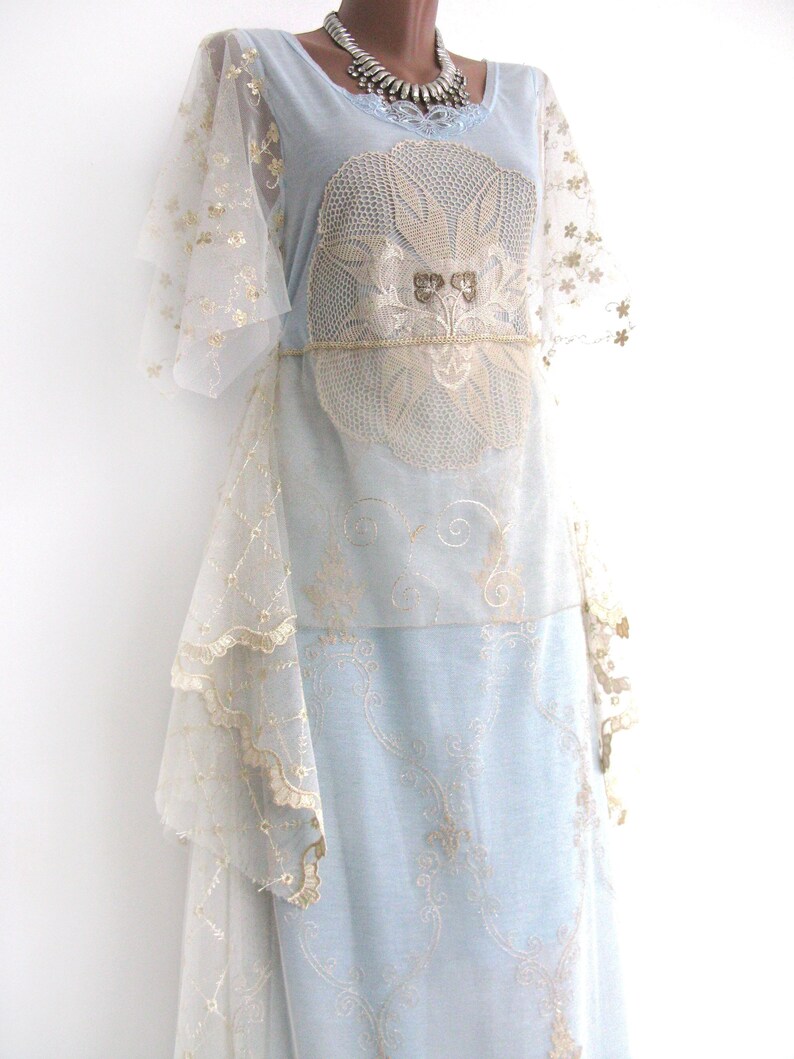 Gorgeous OOAK Alternative Wedding Dress,pastel bluedreamy summer wedding dressfairy slip dress,boho wedding dress romantic weddding dress