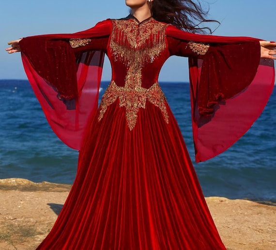 red and gold velvet dress Gold Velvet Embroidered Dress,Red/Green,12M to 8T. Claret Red / 8T main image 0