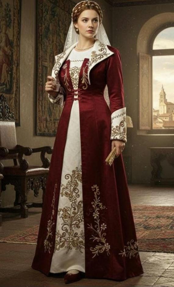 Burgundy embroidered medieval dress,historical costume, evening dress,historical dress S M size