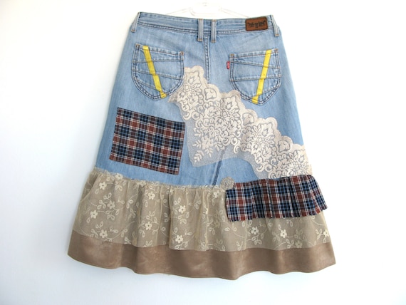 tattered denim skirt