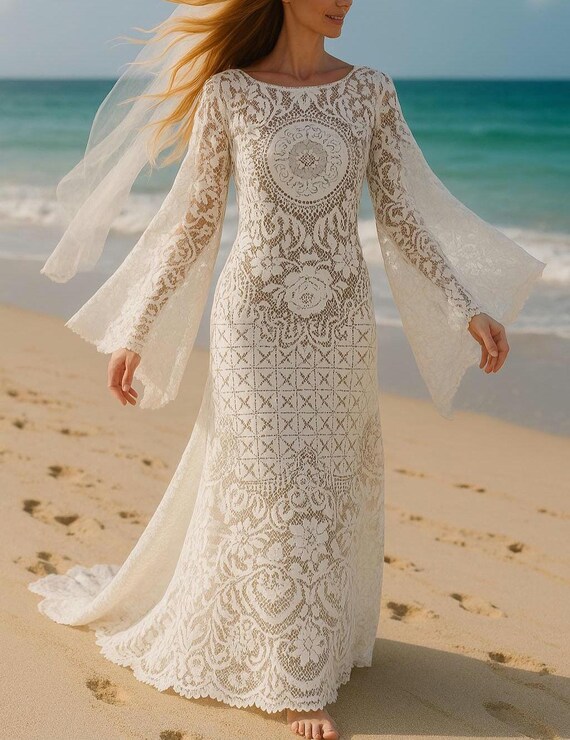 Gorgeous Antique Lace cotton wedding dress Big size