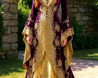 Elegant Medieval Purple and Green Renaissance Gown With Flowing Sleeves, Lace-up Bodice Perfect for Costume Parties Historical Events - Etsy Elegant Medieval Purple and Green Renaissance Gown With Flowing Sleeves, Lace-up Bodice Perfect for Costume Parties Historical Events - Etsy
