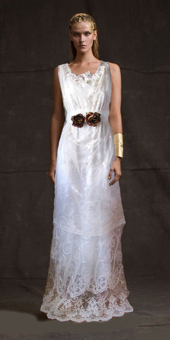 Boho Recycled Vintage Romantic Wedding Dress Alternative Etsy