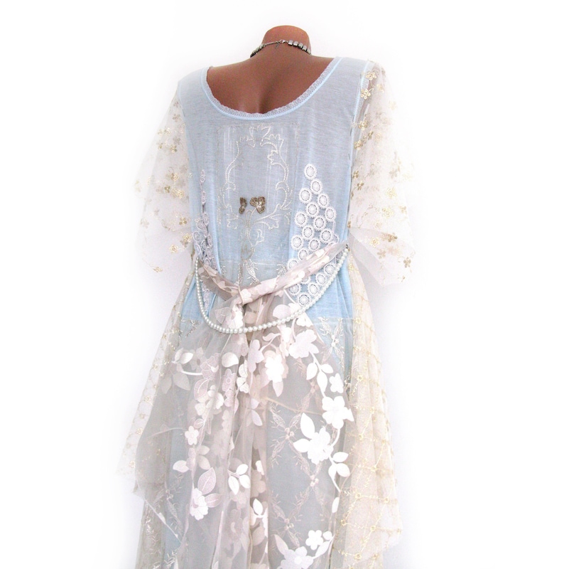 Gorgeous OOAK Alternative Wedding Dress,pastel bluedreamy summer wedding dressfairy slip dress,boho wedding dress romantic weddding dress