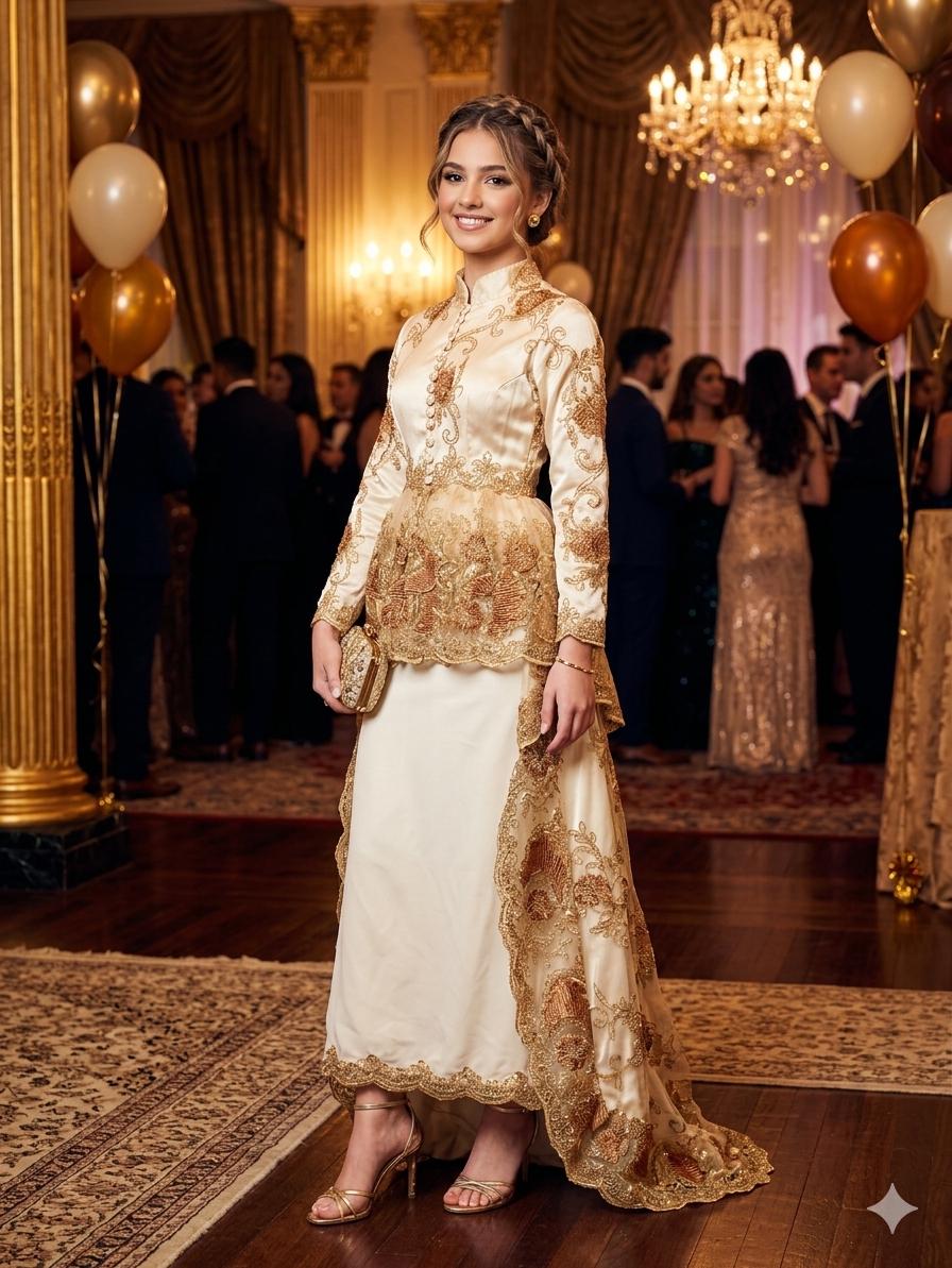 dress cream and gold Formal Gown white and gold dress illusion