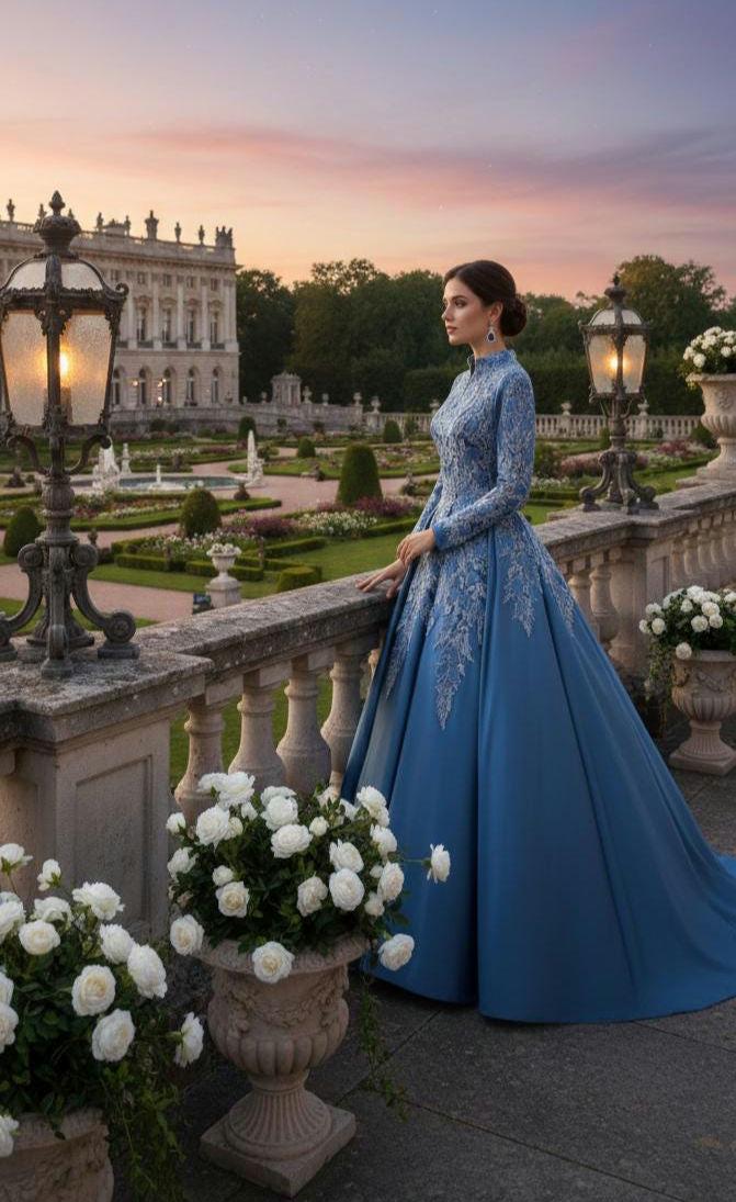 traditional blue irish wedding dresses Traditional blue Irish wedding dress 40's style