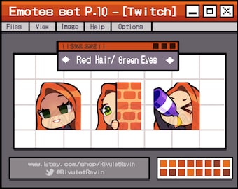 Red Hair Green Eyes Emote Set - P.10