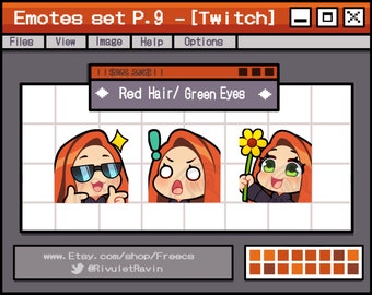 Red Hair Green Eyes Emote Set - P.9