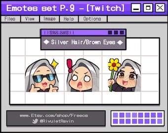 Silver Hair Brown Eyes Emote Set - P.9