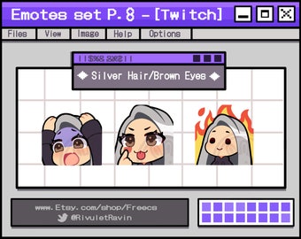 Silver Hair Brown Eyes Emote Set - P.8