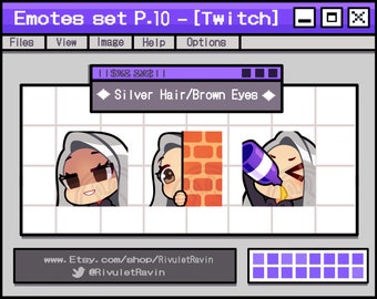 Silver Hair Brown Eyes Emote Set - P.10