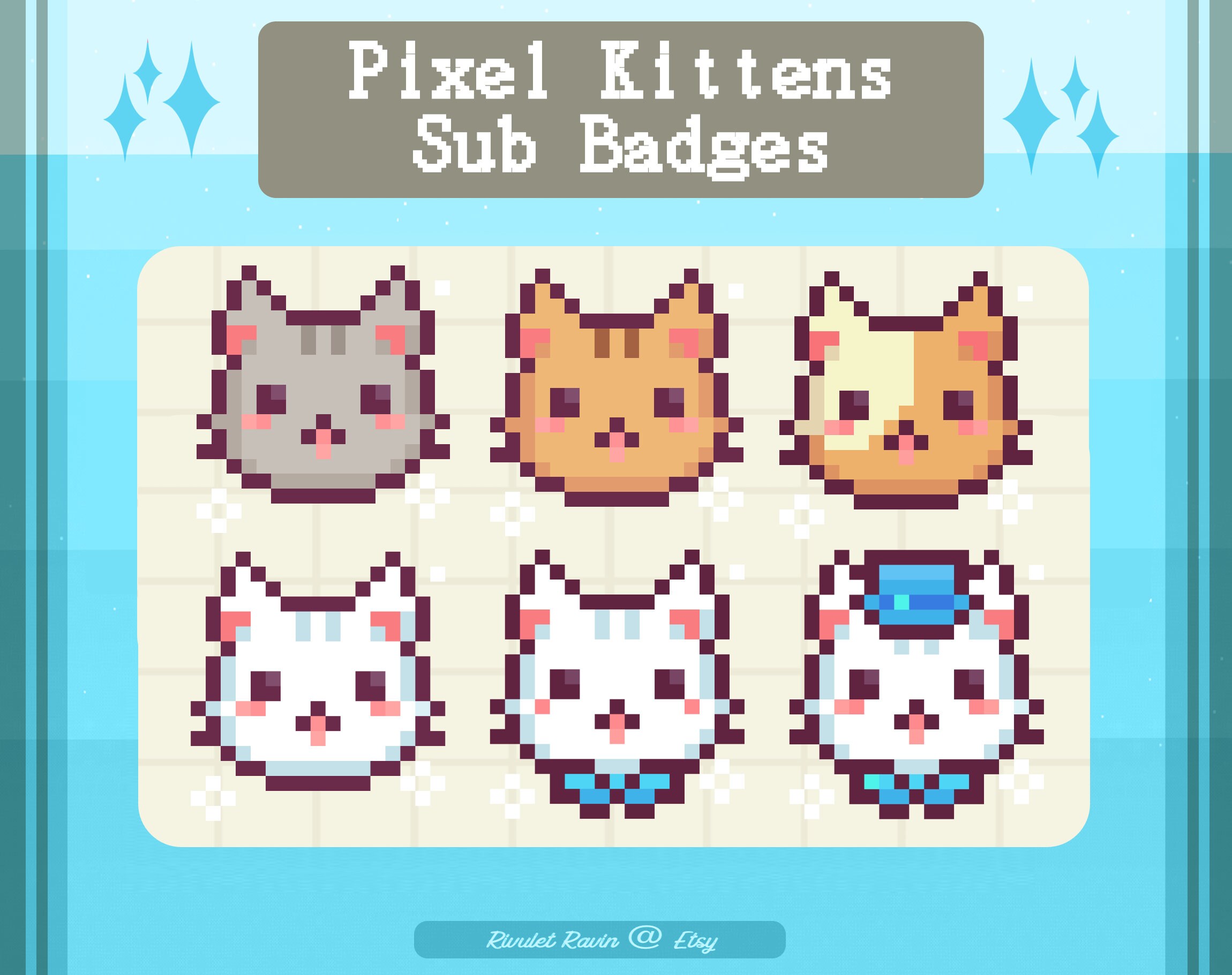 Pixel Kittens Sub Badges twitch Etsy Canada