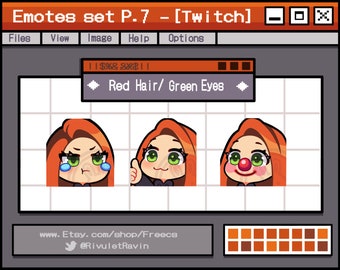 Red Hair Green Eyes Emote Set - P.7